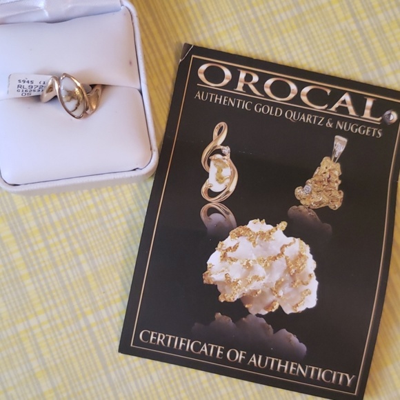 π HP πOrocal authentic gold quartz & nugget ring - Picture 4 of 5